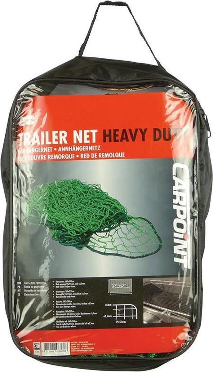 Carpoint Anhängernetz 160x250 cm – elastischer Rand 6 mm – Polyester 3,5 mm – für sicheres Beladen