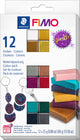 Fimo-Effekt - ofenhärtende Modelliermasse - Farbpaket 12 Farben, funkelnde Farben