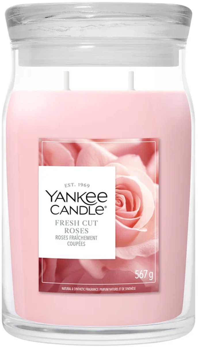 Yankee Candle – Duftkerze mit frischen Schnittrosen im großen Glas – 90 Brennstunden – zwei Dochte