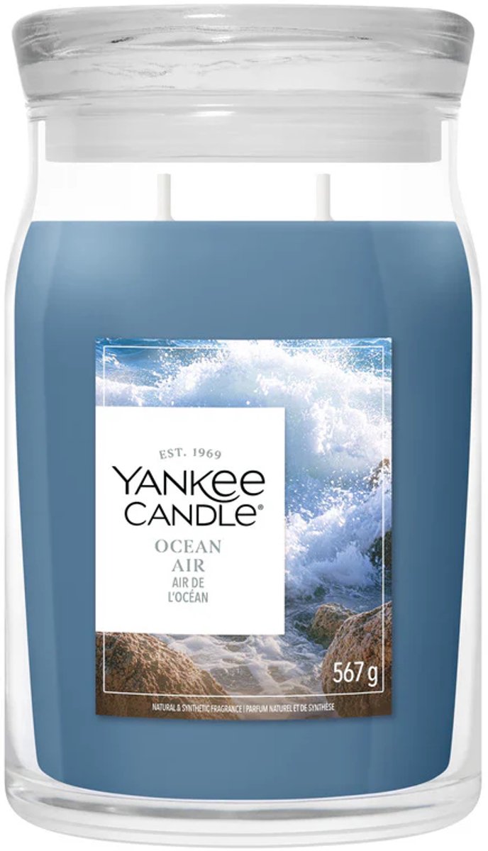 Yankee Candle – Duftkerze „Ocean Air“ im großen Glas – 90 Brennstunden – zwei Dochte