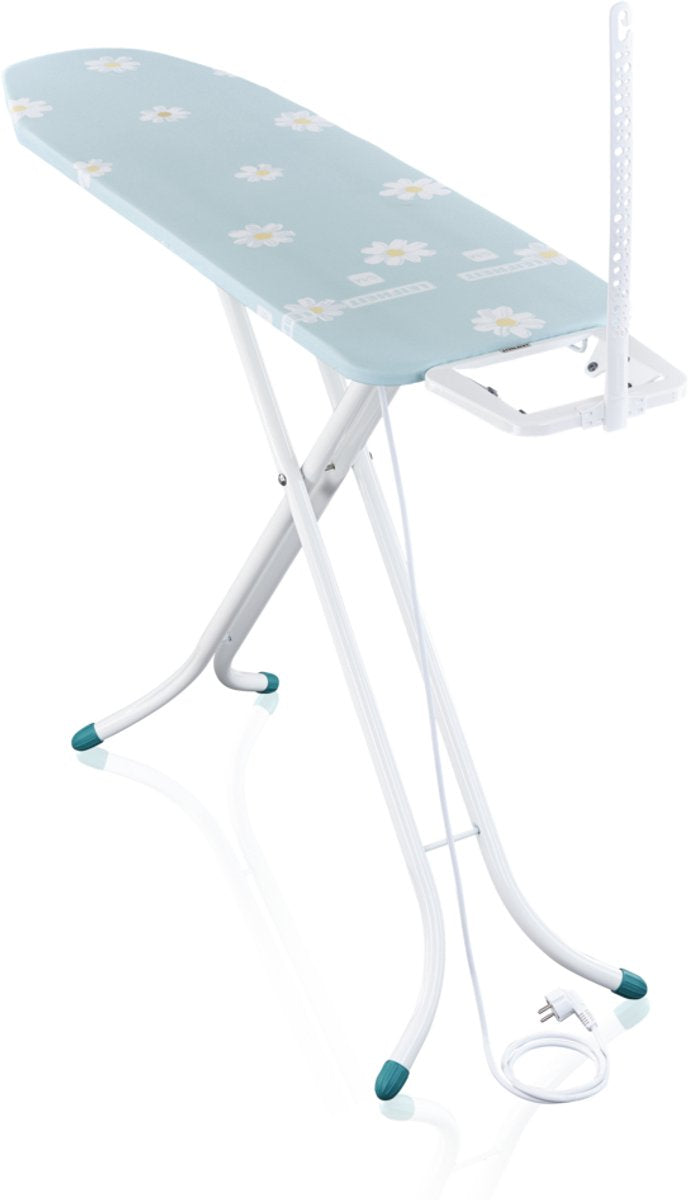 Leifheit Bügeltisch Classic M – Compact Plus – 120 x 38 cm – hellblaue Blumen
