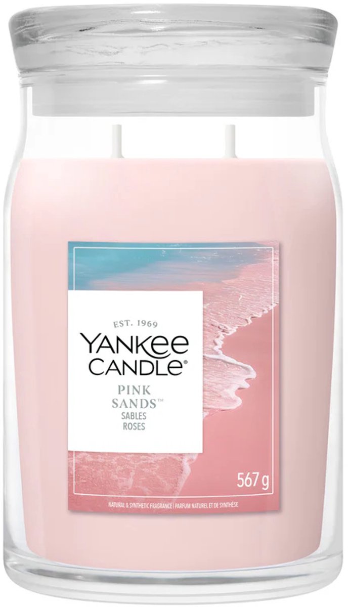 Yankee Candle – Pink Sands Duftkerze im großen Glas – 90 Brennstunden – zwei Dochte