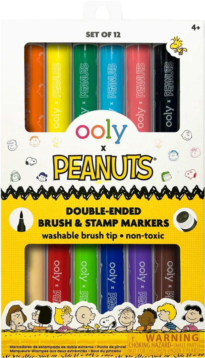 Ooly – x Peanuts – Snoopy doppelseitige Marker und Stempel – 12 Stück
