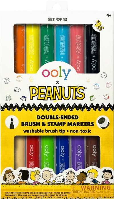 Ooly – x Peanuts – Snoopy doppelseitige Marker und Stempel – 12 Stück