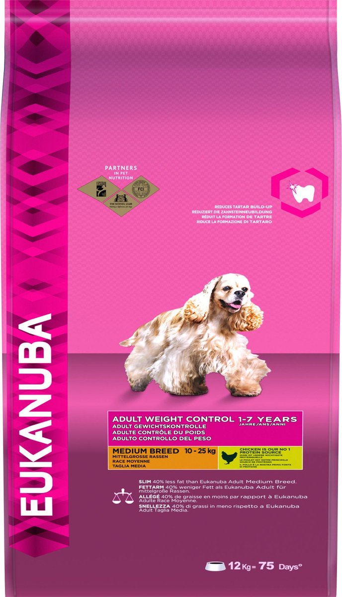 Eukanuba Hund Erwachsener – mittlere Rasse – Huhn – Hundefutter – 12 kg