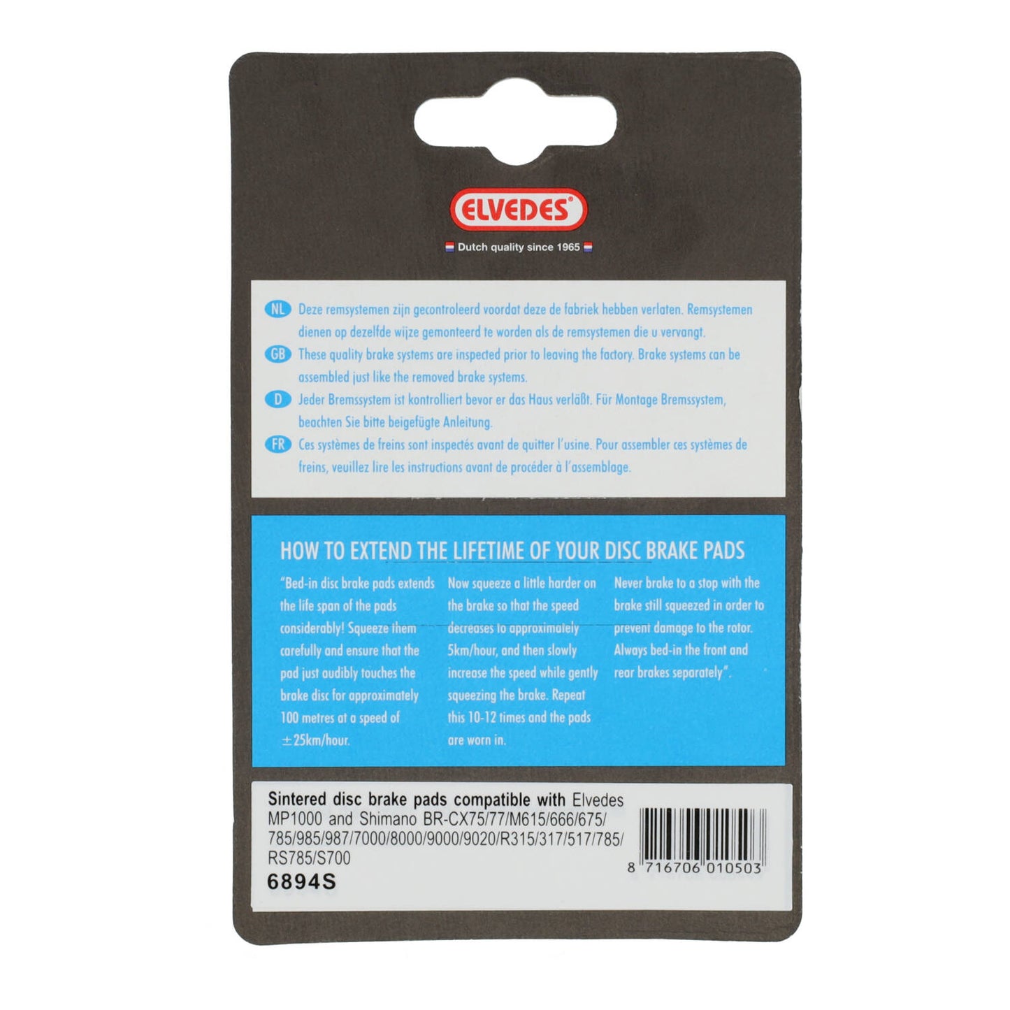 Scheibenbremsbelagsatz Elvedes Shimano BR-M666, M785, M985, M988, R785, RS785 - gesintert (1 Paar)