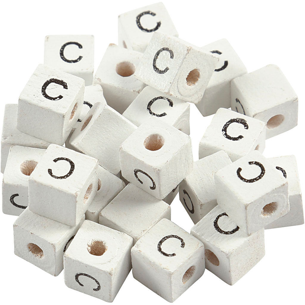 Creativ Company Buchstabenperlen, C, Größe 8x8 mm, Lochgröße 3 mm, weiß, 25 Stück 1 Box
