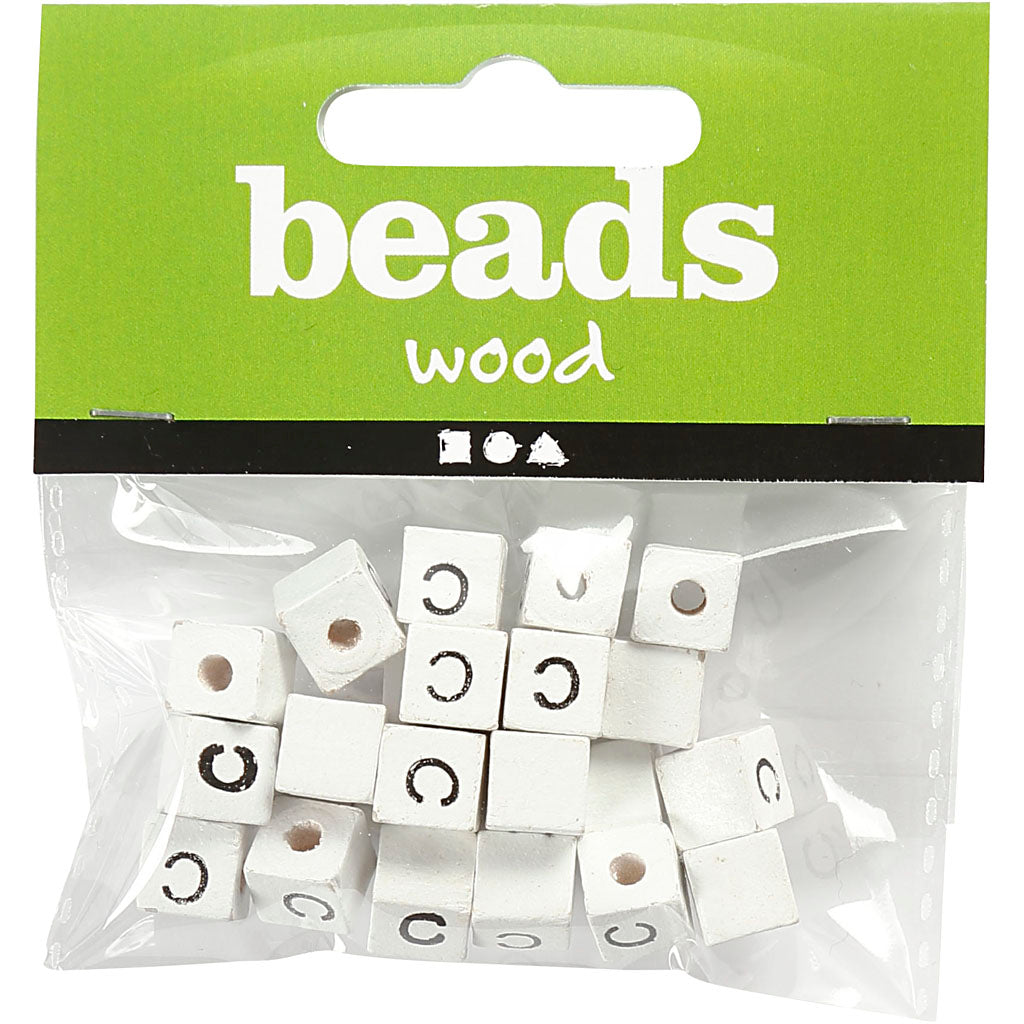 Creativ Company Buchstabenperlen, C, Größe 8x8 mm, Lochgröße 3 mm, weiß, 25 Stück 1 Box