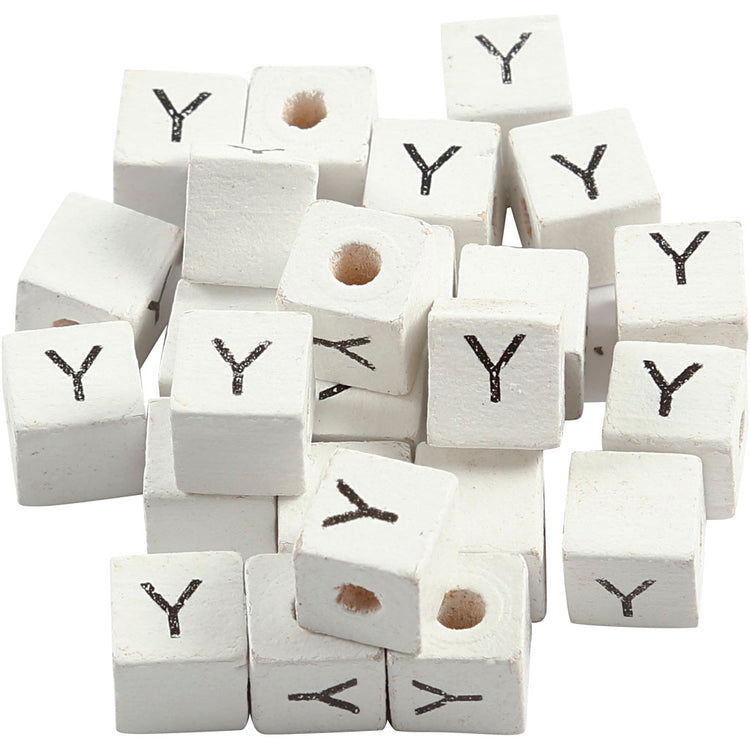 Creativ Company Buchstabenperlen, Y, Größe 8x8 mm, Lochgröße 3 mm, weiß, 25 Stück 1 Box