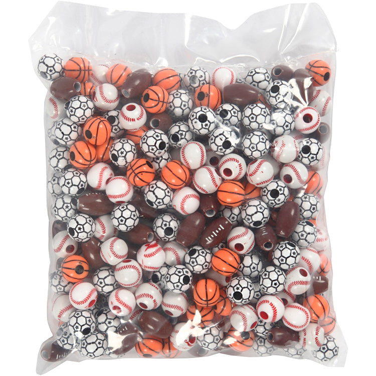 Creativ Company Sportperlen, Größe 11-15 mm, Lochgröße 3-4 mm, ca. 220 Stück, verschiedene Farben, 270 g 1 Karton