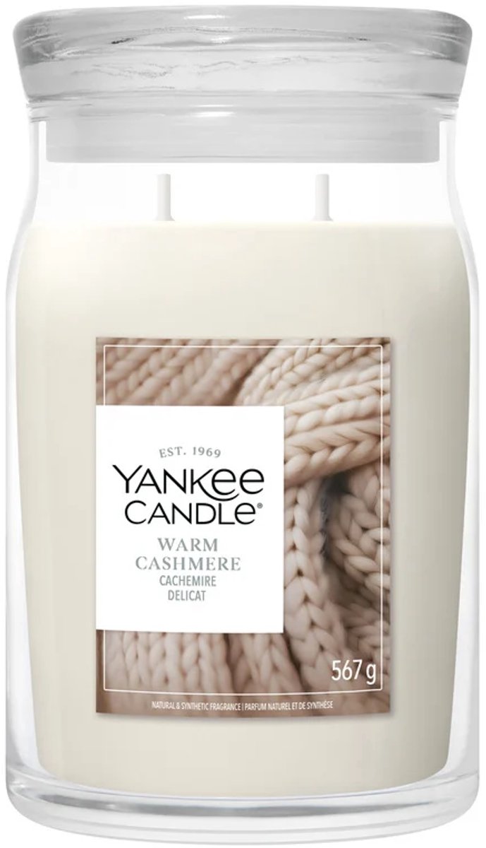 Yankee Candle – warme Kaschmir-Duftkerze im großen Glas – 90 Brennstunden – zwei Dochte