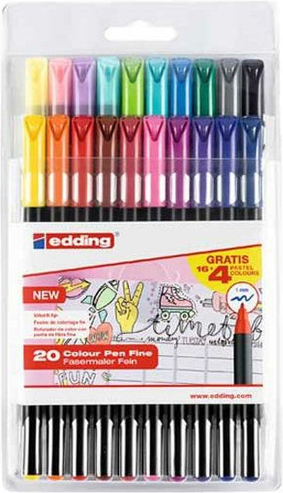 Edding 1200 – Filzstifte – Set mit 20 Farben im Etui – 1 mm Rundspitze – Zurück zur Schule