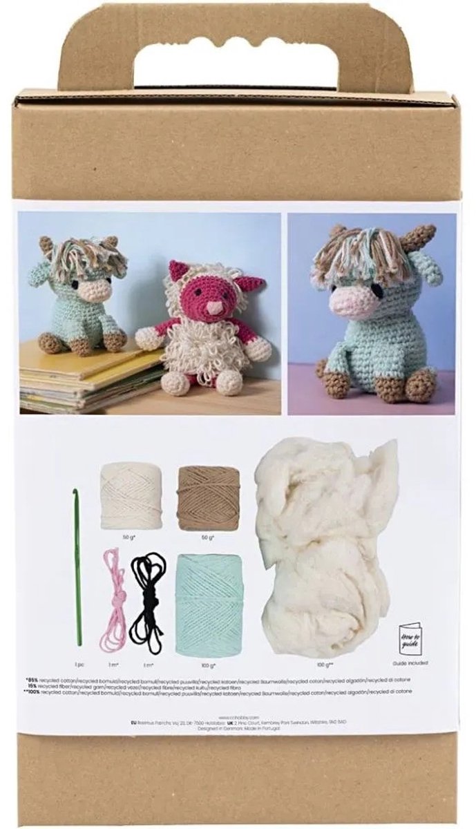 Creativ Company Hobby-Set Amigurumi, Kuh, Beige, Mint, 1 Box