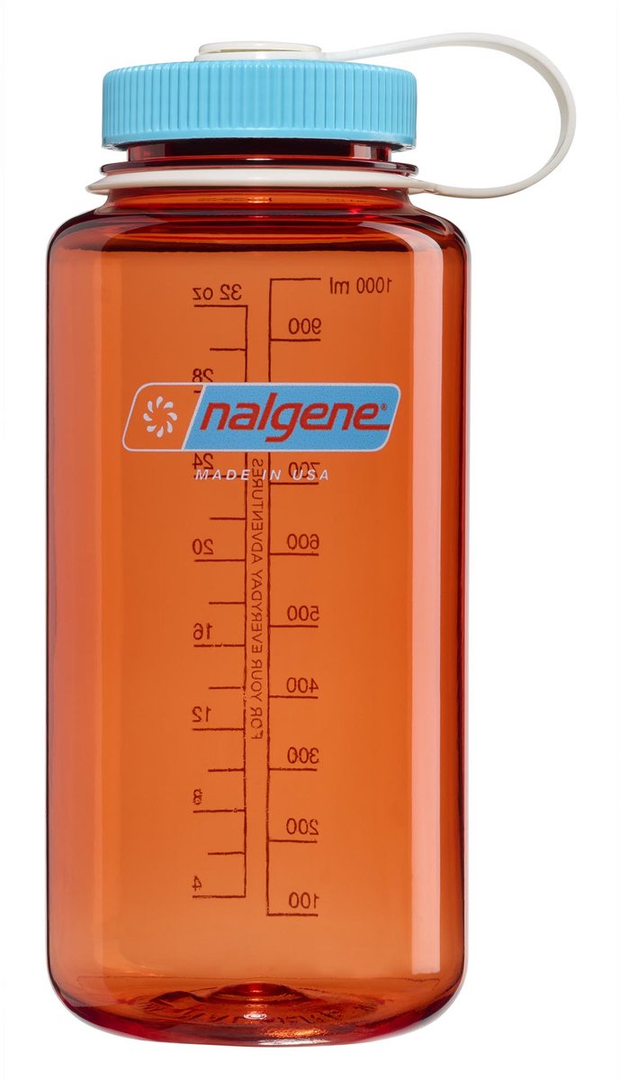 Nalgene – Weithalsflasche – Trinkflasche – Wasserflasche – 1000 ml – BPA-frei – Sustain – Flamme mit blauem Atoll, neu