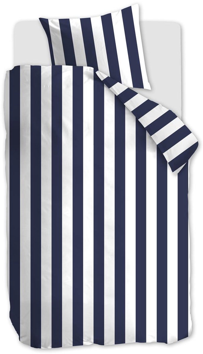 Vtwonen – Bettbezug mit vertikalen Streifen – Einzelbett – 140 x 200 220 cm – Marineblau