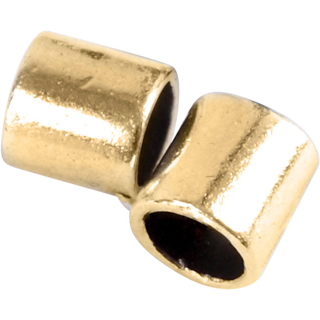 Creativ Company Quetschperlen Tube, Größe 2x2 mm, Lochgröße 1,4 mm, vergoldet, 80 Stück 1 Box