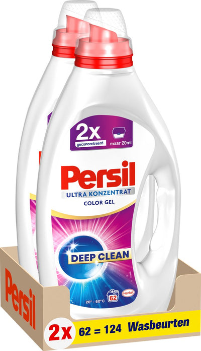 Persil Ultrakonzentriertes Farbgel – Flüssigwaschmittel – Buntwäsche – 124 Wäschen – Duo-Großpackung