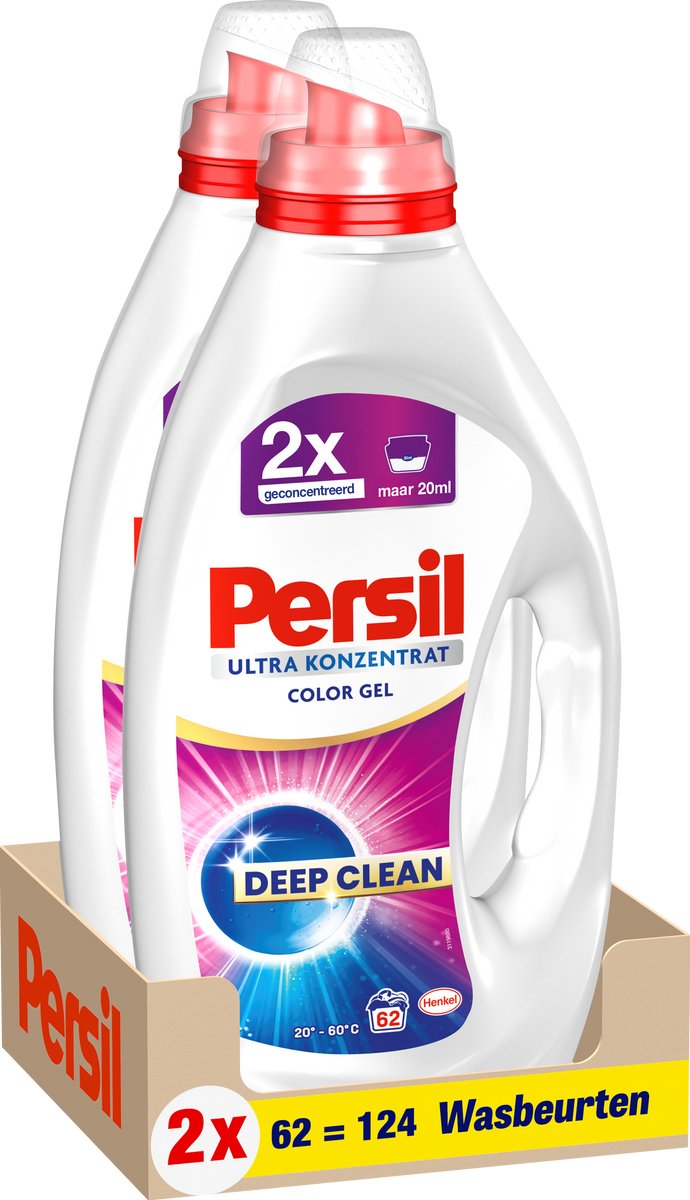 Persil Ultrakonzentriertes Farbgel – Flüssigwaschmittel – Buntwäsche – 124 Wäschen – Duo-Großpackung