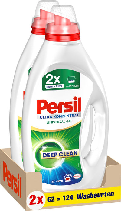 Persil ultrakonzentriertes Universalwaschmittel | 2 x 62 Wäschen | 124 Wäschen | Wertverpackung
