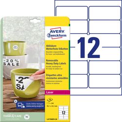 Etiketten avery l4776rev-20 weiß 240 Stk