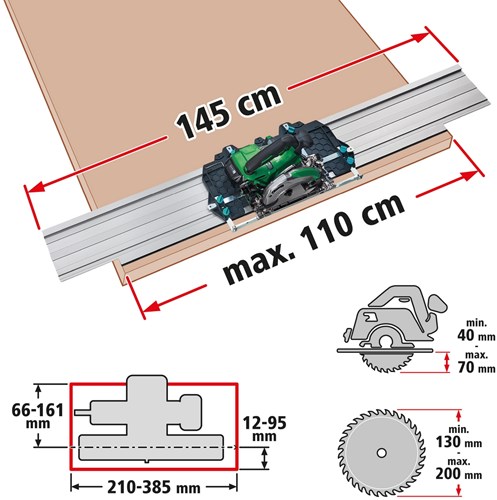 Wolfcraft Wolfcraft Guide Schiene für Handkreis Säge FKS 145