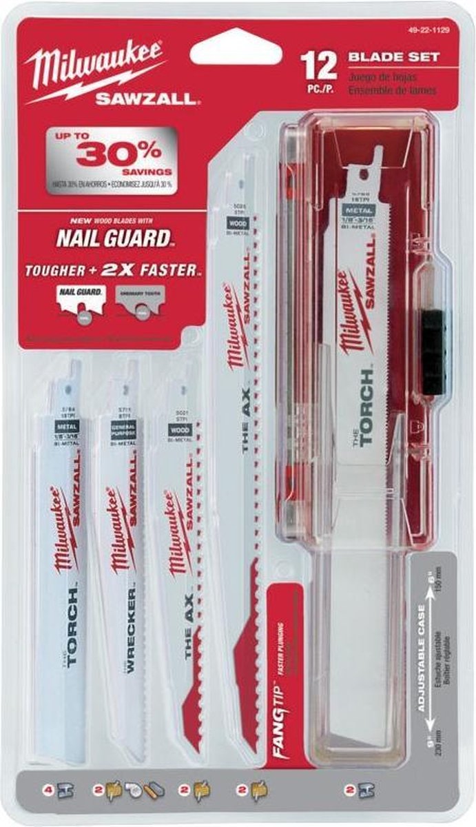 Milwaukee Zubehör Sawzall Säbelsägeblatt-Set (12-teilig) – 49222229