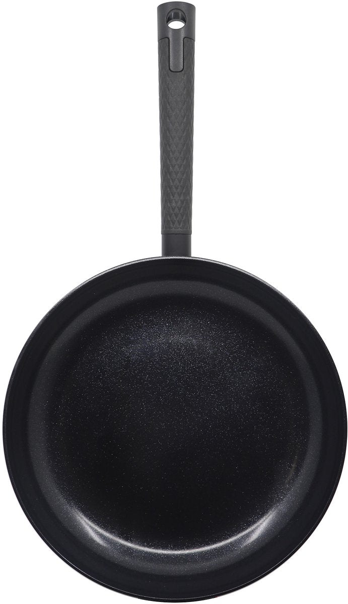 Markenlose Sans Marque CB Chef-Bratpfanne – ø 28 cm – 100 % PFA-frei – Keramik-Antihaftbeschichtung – Induktions-Bratpfanne – Schwarz