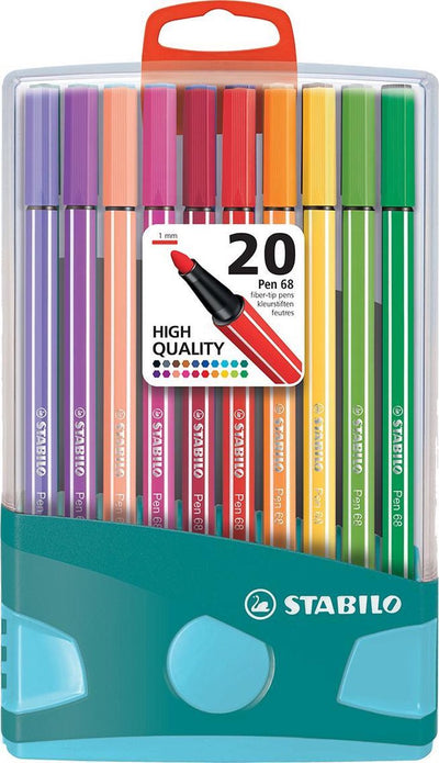 Stabilo Pen 68 – Premium-Filzstift – Colorparade – Hellblau Türkis – Set mit 20 verschiedenen Farben