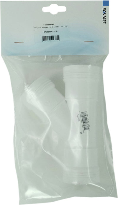 Scanpart PVC Y-Stück Ablauf – geeignet für Waschmaschine und Trockner – Aufsatz – Kupplungsstück – für 2 Wasserablaufschläuche