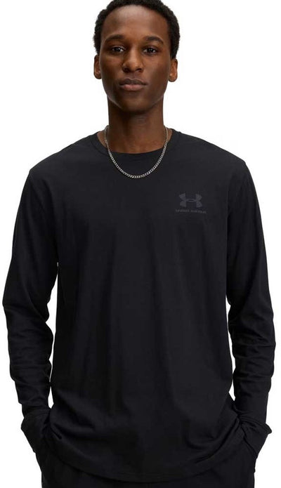 Under Armour ua Sportstyle Left Chest ls-blk Herren-Sportshirt – Schwarz – Pechgrau