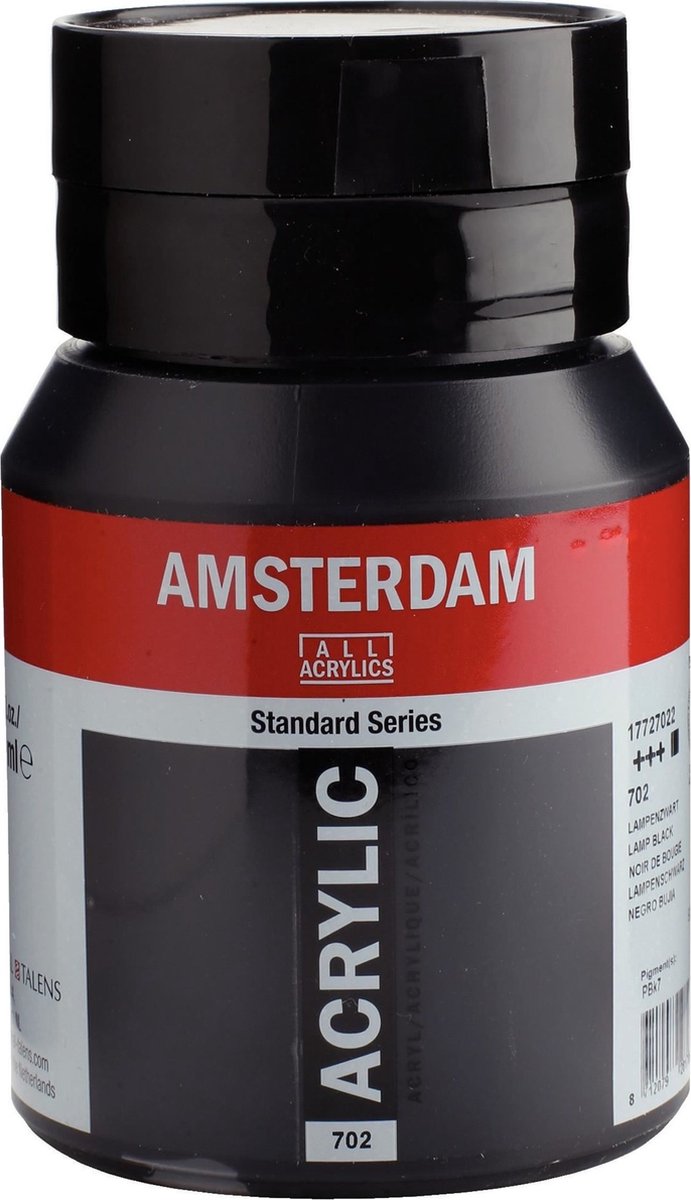 Amsterdam Standard Serie Acrylfarbe Topf 500 ml Lampenschwarz 702