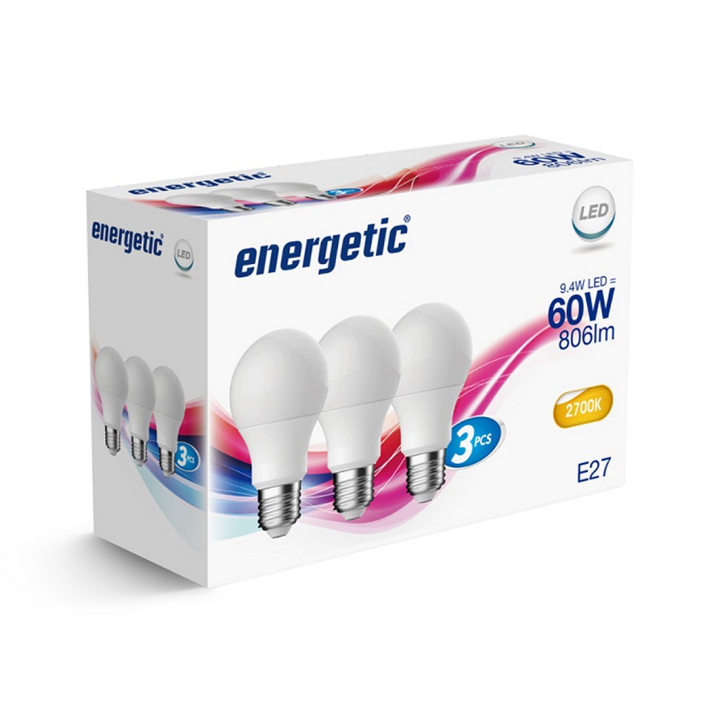Energetische energetische LED -Lampenlampen E27 60W 3 Teile