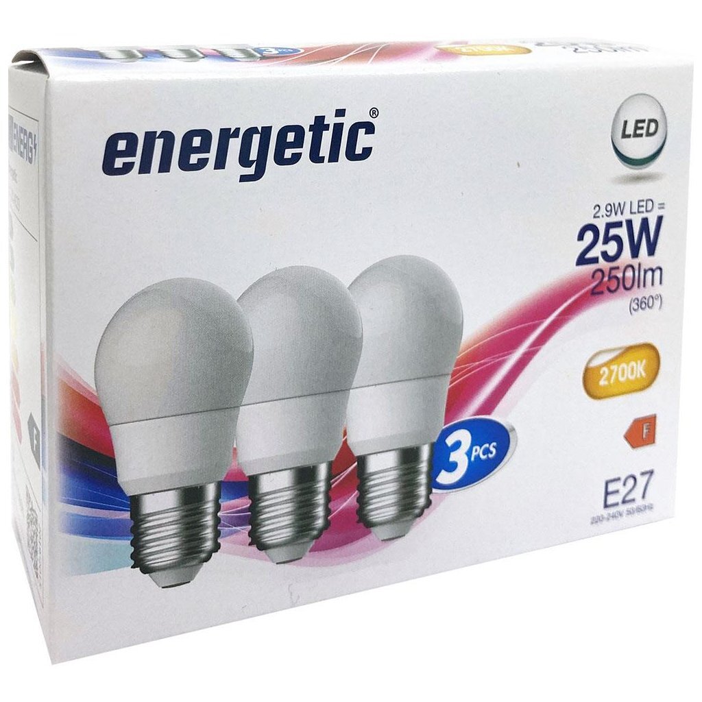 Energetische energetische LED -Lampen Bullet E27 25W Mat White 3 Teile
