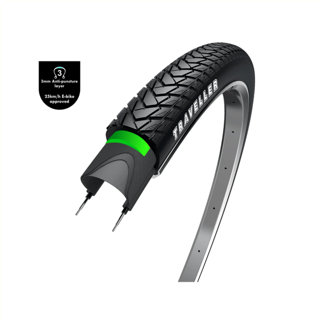 3m Wolff-Reisender, schwarz mit Reflexion, 28x1.60, Etro 42-622 3 mm Anti-Lek