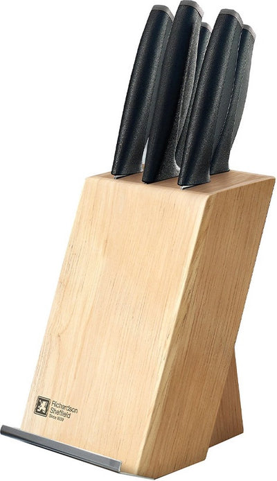 Richardson Sheffield – Advantage – 5-teiliges Messerset mit Holzmesserblock inklusive Tablet-Halter