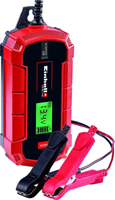 Einhell Batterieladegerät CE-BC 4 m - Ladespannung: 12 V - max. Ladestrom: 4 A - Akkus ab min. 3 bis max. 120 Ah - Erhaltungsladefunktion - geeignet für Gel-, AGM-, wartungsfreie Blei-Säure-Batterien