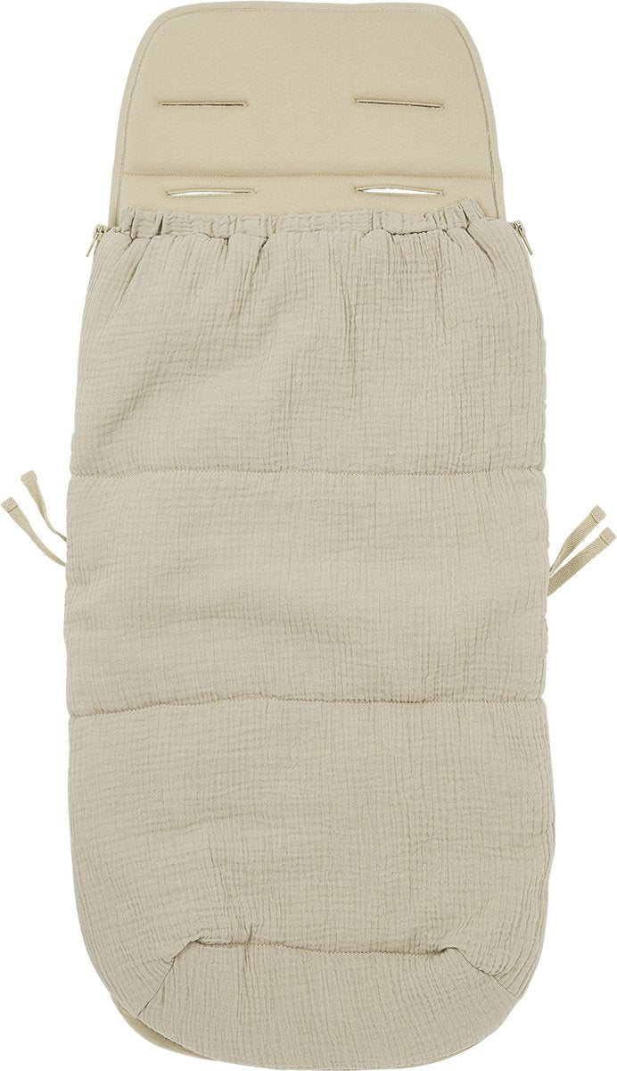 Meyco Baby Uni Buggy Fußsack und Einlage – vorgewaschen, hydrophil – Sand – 45 x 130 cm (2-in-1)