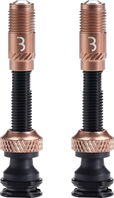 BBB Cycling CoreCap Al-Ventil – Tubeless-Ventilset – 300 % mehr Luftstrom – universelle Pumpenkompatibilität – Aluminium – 40 mm – 2 Stück – Kupfer – BTI-166