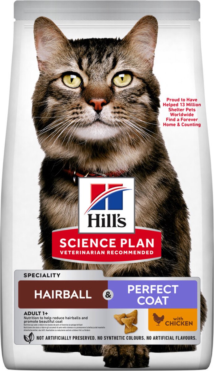Hill's Science Plan Katzenfutter für erwachsene Haarballen, perfektes Fell, 1,5 kg