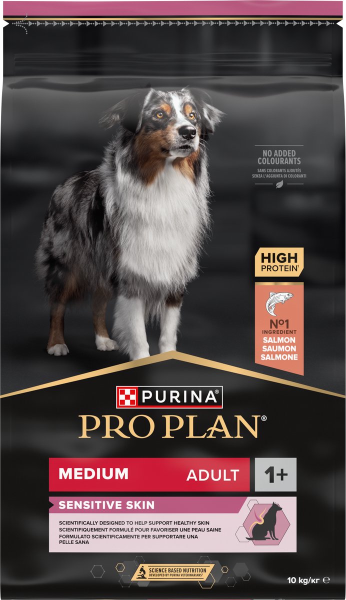 Pro Plan Purina® ® Sensitive Skin Medium Adult – Trockenfutter für Hunde – Lachs – 10 kg