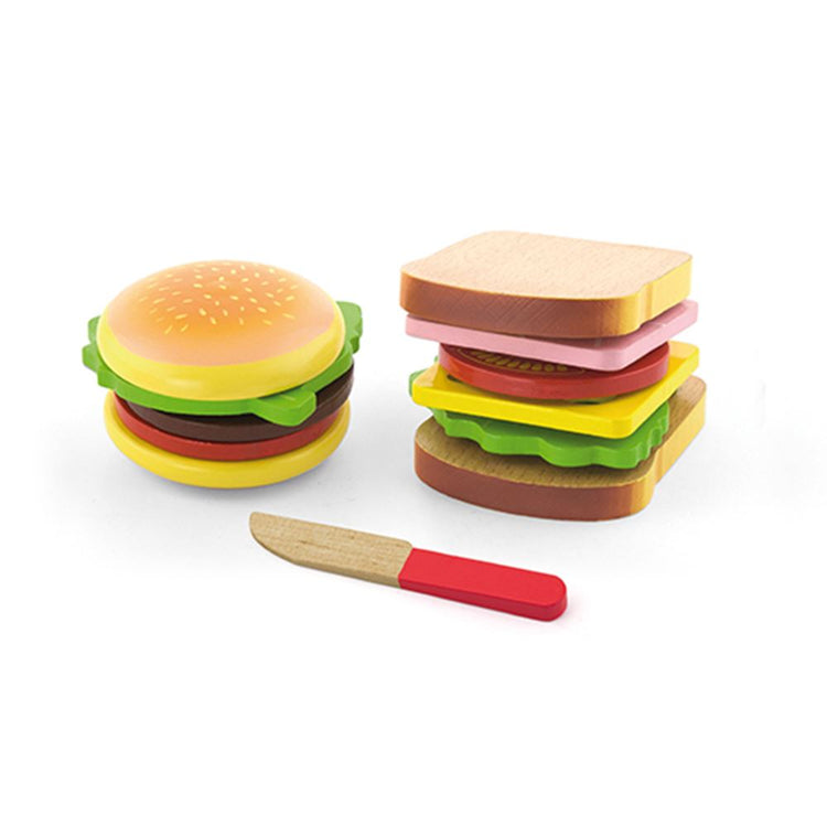 Viga neues klassisches Spielzeug – Spielzeug-Essen und -Getränke – Sandwich- und Hamburger-Set