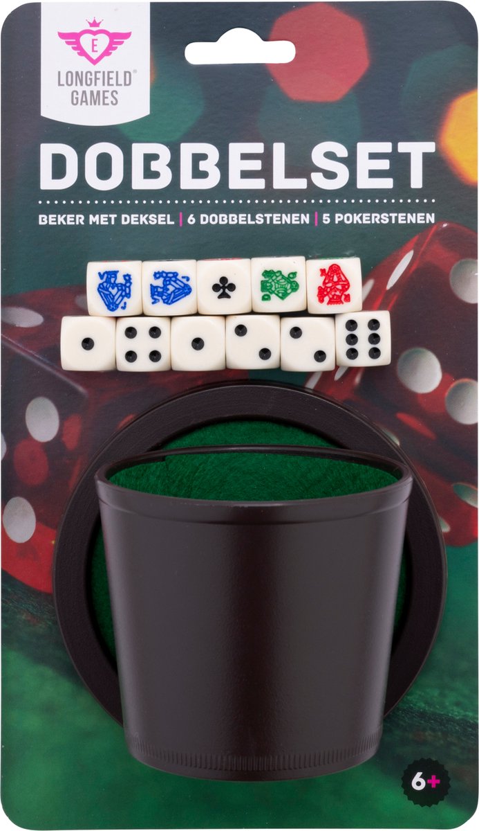 Pokerbecher mit Deckel und Würfel