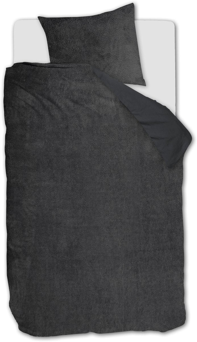 Ambiante Plüsch-Teddy-Bettbezug – Einzelbett – 140 x 200 220 – Anthrazit