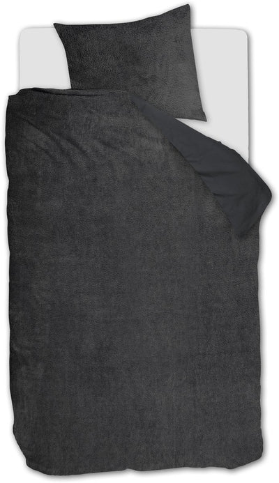 Ambiante Plüsch-Teddy-Bettbezug – Einzelbett – 140 x 200 220 – Anthrazit