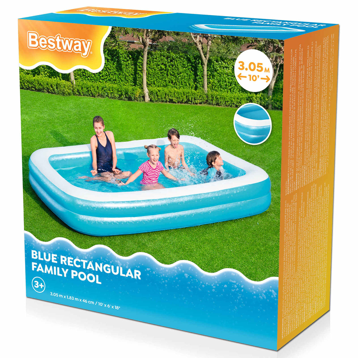 Bestway Family Schwimmbad 2 Kanten Rechteck 305 Blau