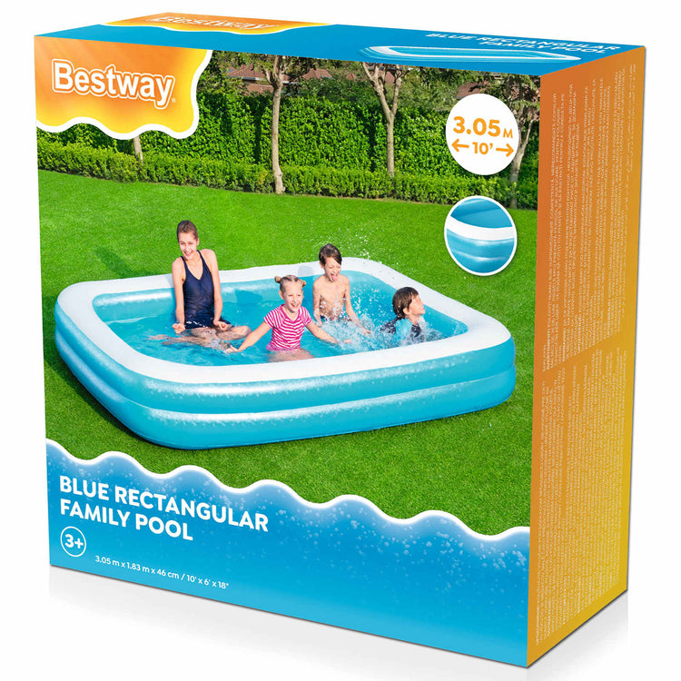 Bestway Family Schwimmbad 2 Kanten Rechteck 305 Blau