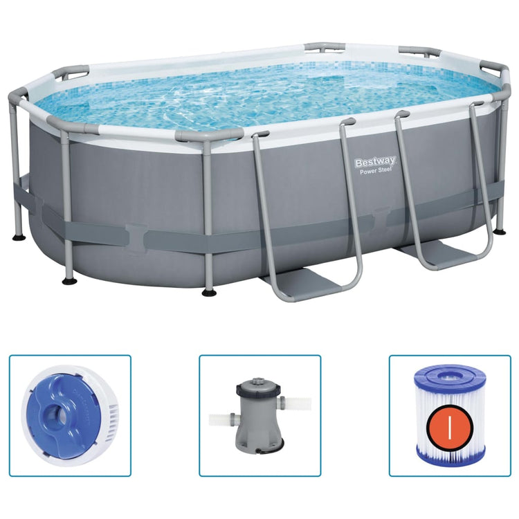 BESTWAY -Schwimmbad über gemahlenem ovalem Stahl 305x200x84 cm