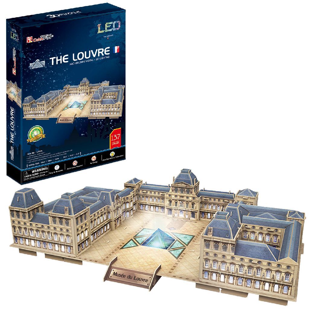 Kubikfun 3D -Puzzle de Louvre mit LED -Beleuchtung