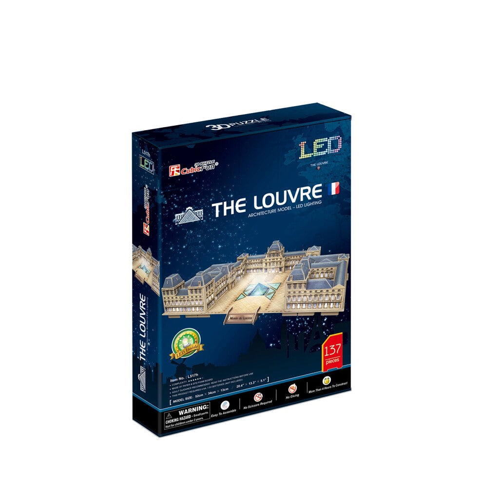 Kubikfun 3D -Puzzle de Louvre mit LED -Beleuchtung