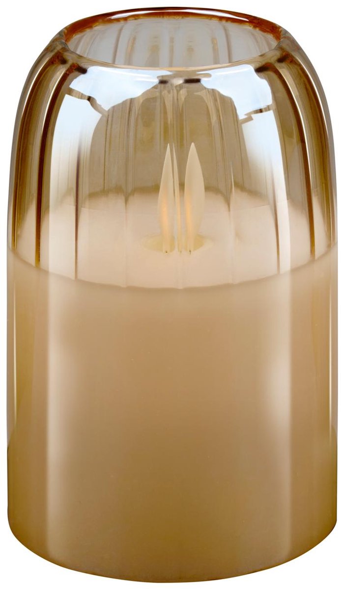 Arti Casa LED-Kerze im Glas – bewegliche Flamme – Timer 6 Stunden – 7,5 x 12,5 cm – Beige